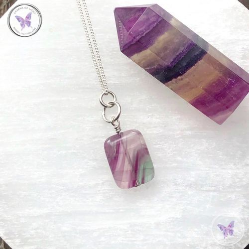 Fluorite Rectangle Pendant Necklace